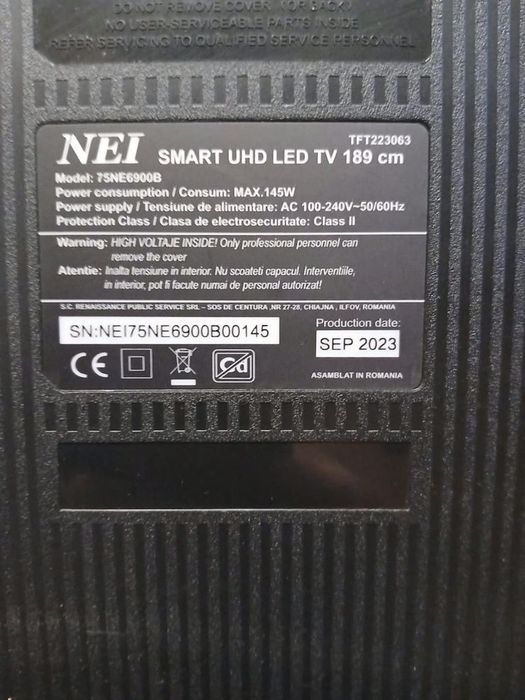 Vând TV smsrt nei 189 cm