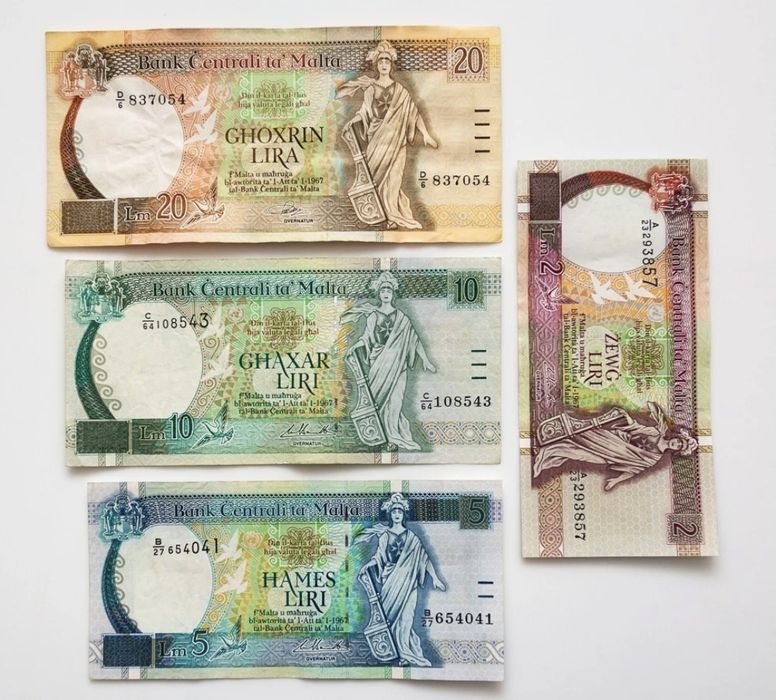 Lot 4 bancnota Lire Malta MTL
