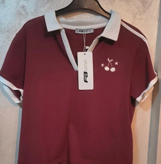 Tricou dama Polo brand FB Sister (New Yorker) rosu burgund size XL