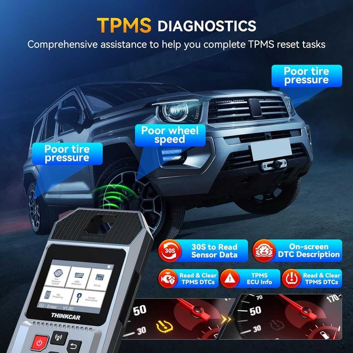 Диагностичен инструмент THINKTPMS VENU90 TPMS OBD2, активиране/четене
