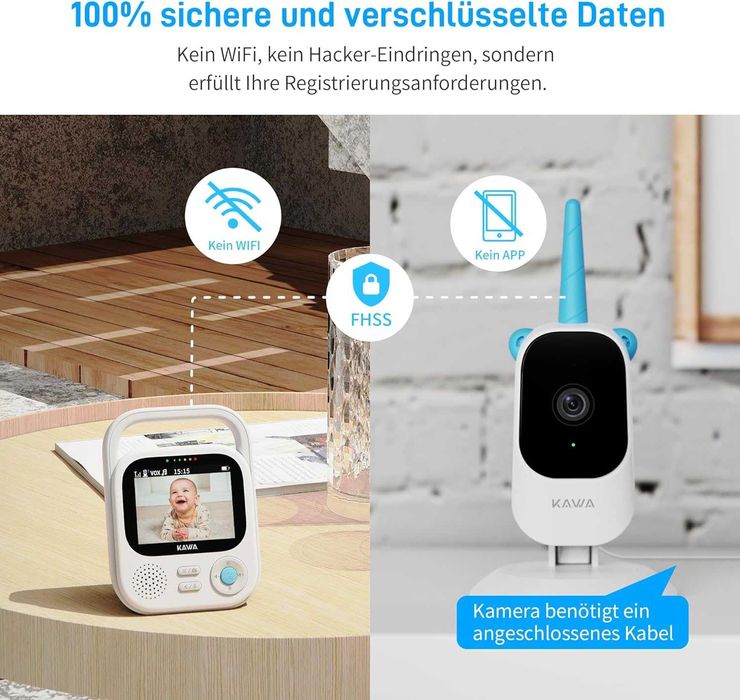 Бебефон, монитор с камера, 5050 mAh, 1400 фута обхват