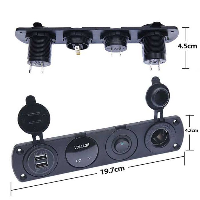 Панел за вграждане с USB и Волтметър - NA354