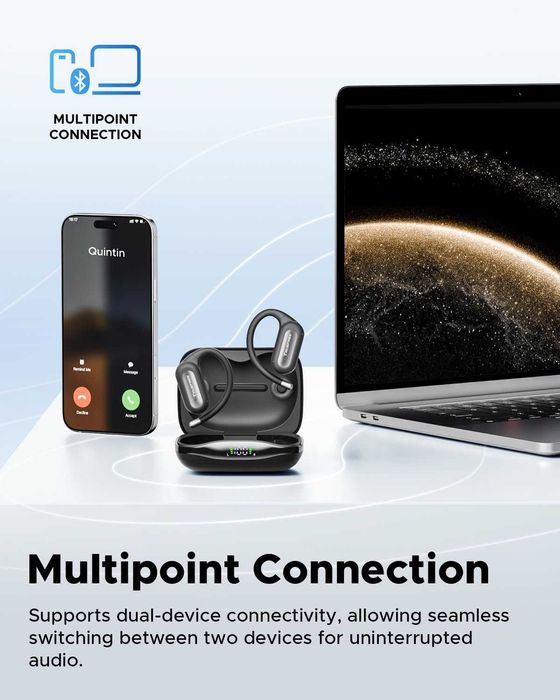 Bluetooth 6.0 слушалки Truefree DS1 Open-Ear – 40ч батерия, Смарт App