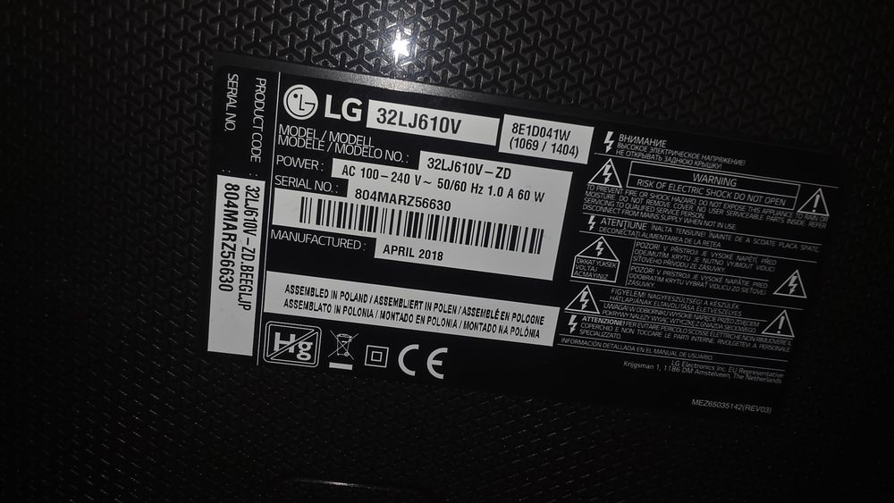 TV lg full hd smart 82cm model 32LJ610V