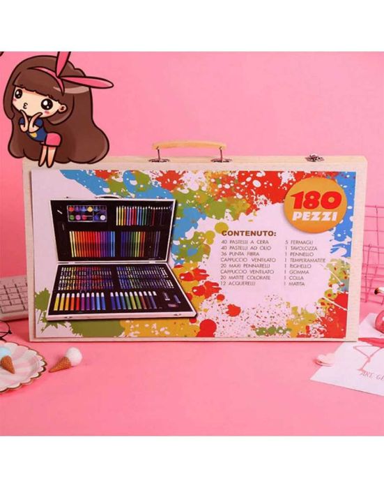 Комплект за рисуване от 180 части - моливи, флумастери