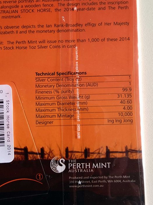 Сребърни монети Australian Stock Horse, 1oz, 999