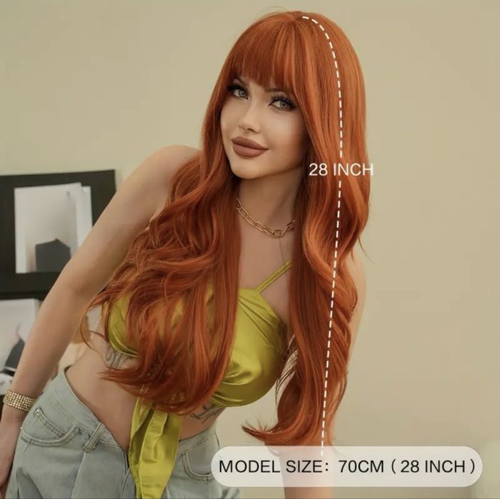 Термоустойчива Коса Перука Оранжева - Огнена 70см С голяма плътност