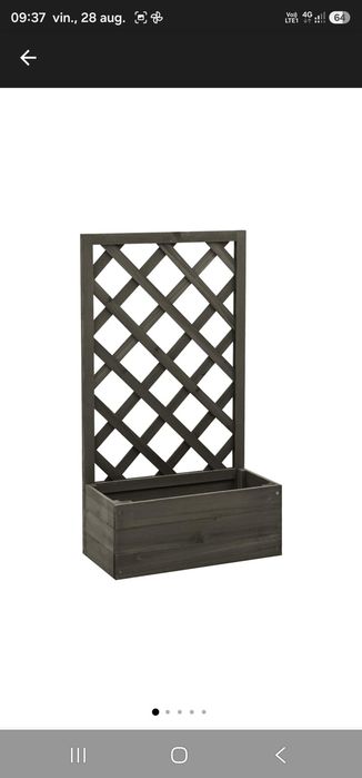 Jardiniera cu spalier de gradina vidaXL, gri, 50x25x90 cm, lemn brad 2.35 kg