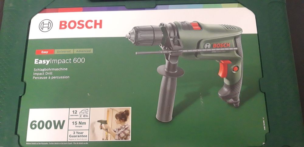 Masina de gaurit cu percutie BOSCH EasyImpact 600, 600W, 3000rpm, mandrina Rapida, 15nm