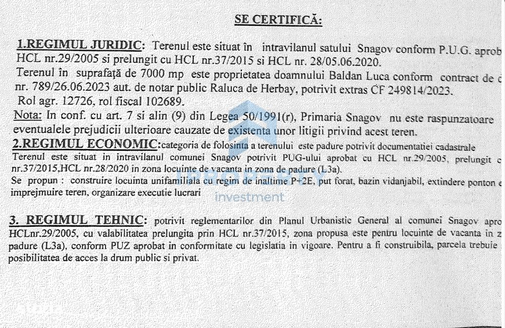 Teren 7000 Mp Deschidere Lac 42Ml Snagov Padure