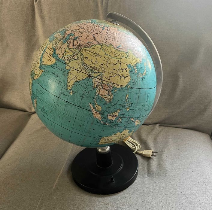 Glob pamantesc romanesc iluminat 1967 Brasov original functional