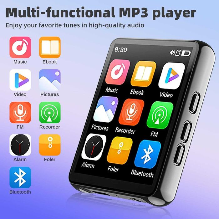 Cetoon 128GB MP3 плейър с Bluetooth, преносим цифров музикален, черен