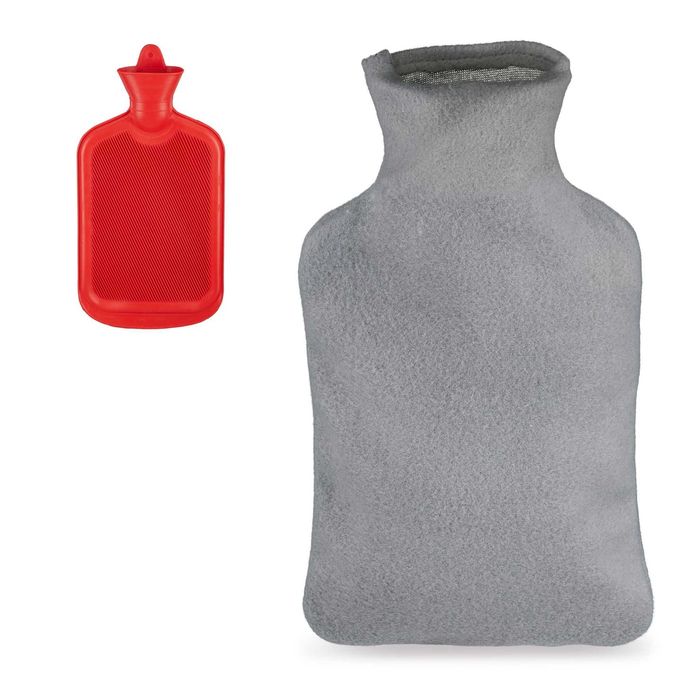 Sticla cu apa calda cu husa moale din polar 1.5 litri rosu 35 x 19 cm