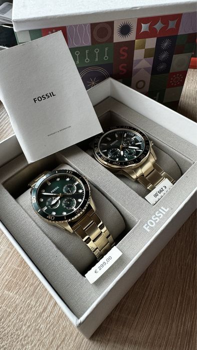 Чисто нов комплект Fosil 100% оригинален дамски мъжки часовник кутия