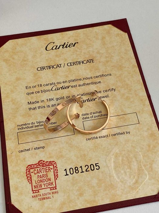 Cercei Cartier LOVE Rose Gold 750 slim