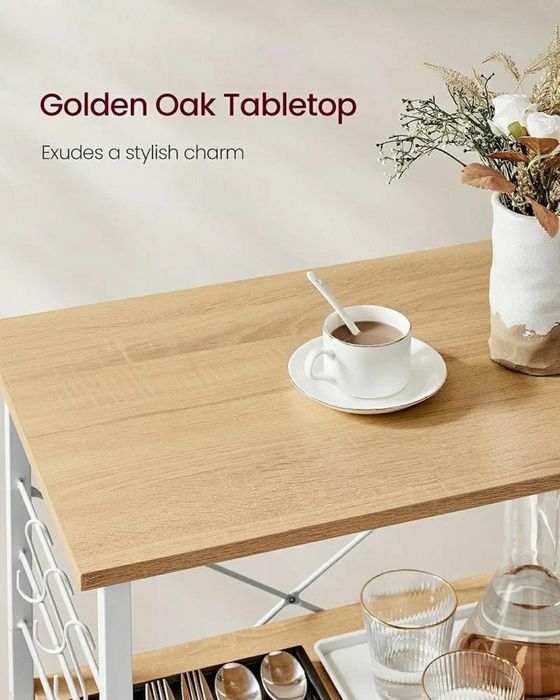 Raft de bucatarie pe roti,cu 3 rafturi