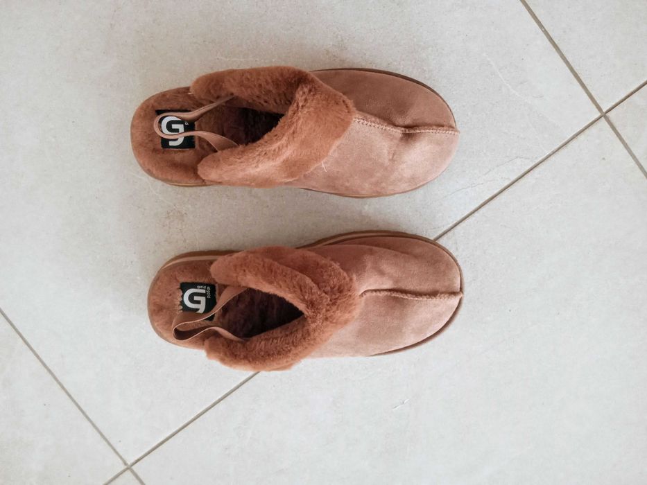 Обувки карамел кафяви 39 40 апрески с козина ботуши