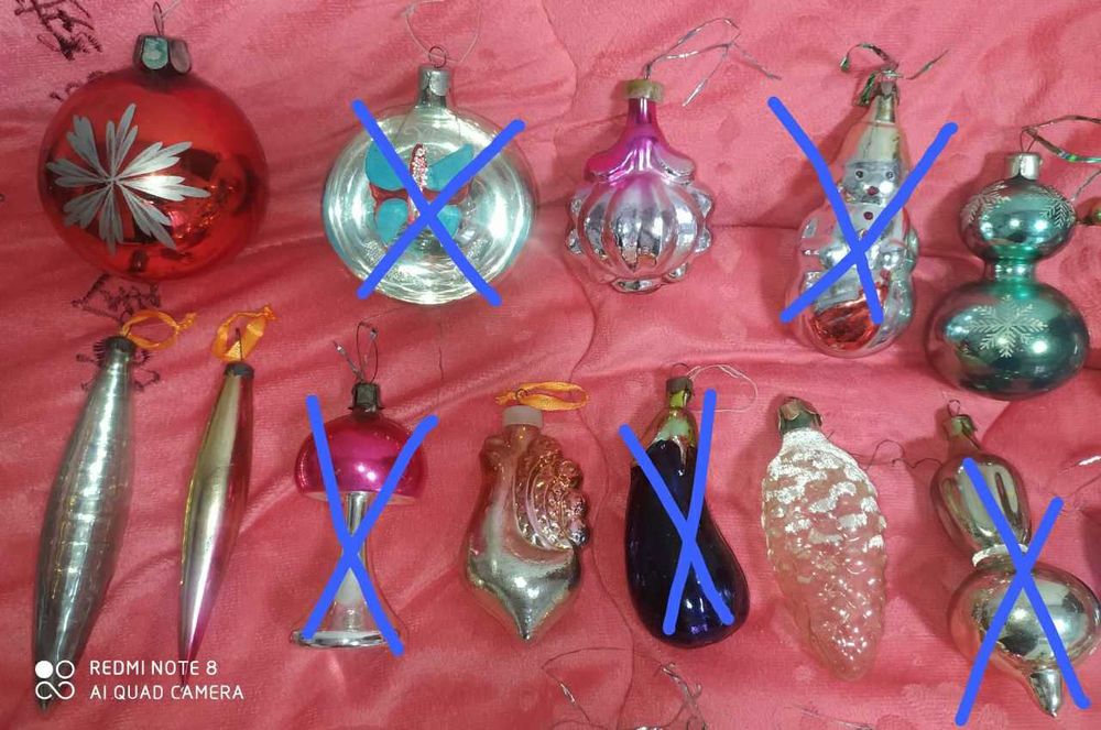 Ёлочные игрушки стеклянные, ссср, по штучно на выбор