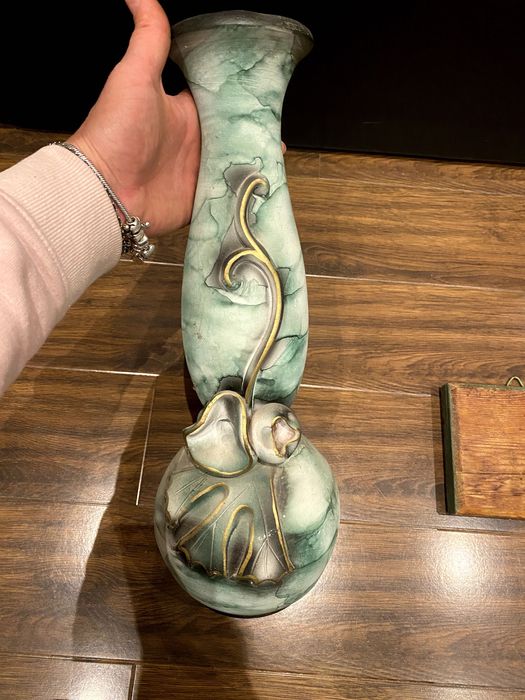 Ръчно изработени гръцка кана и чиния, керамична масивна ваза