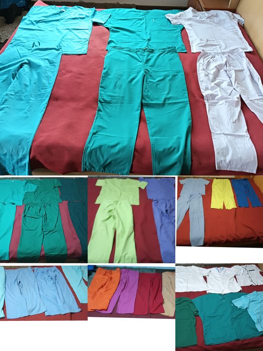 Vând halate medicale pentru doctori și asistente medicale compleuri bluzițe și pantaloni 50 Roni bucata trimit și in tara