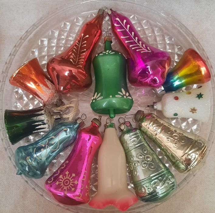 Елочные игрушки Ссср  колокольчики  шишки фрукты