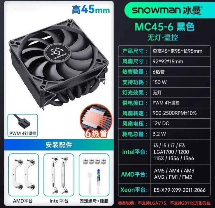 Кулер низкопрофильный для mini ITX