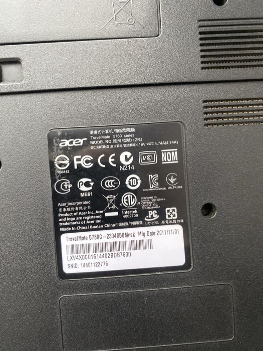 Ноутбук Acrer travle mate 5760g