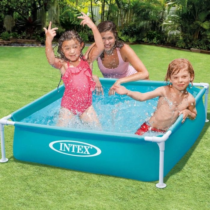 Piscina copii, cu cadru metalic Mini, patrata, 122 x 122 x 30 cm