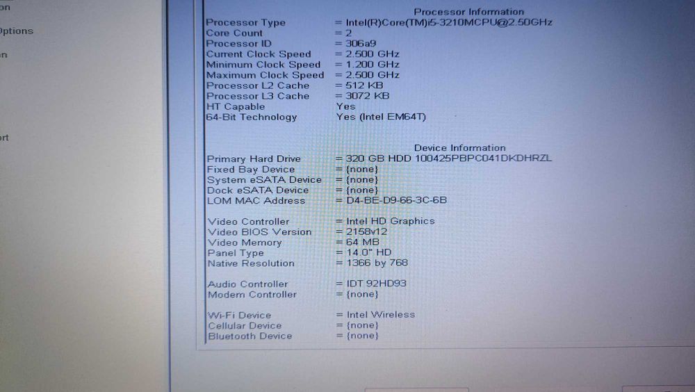 Продавам лаптоп Dell latitude e5430 5/4gb/320gb