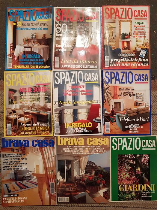 Италиански речници, книжка с кръстословици, списания за дизайн и мода