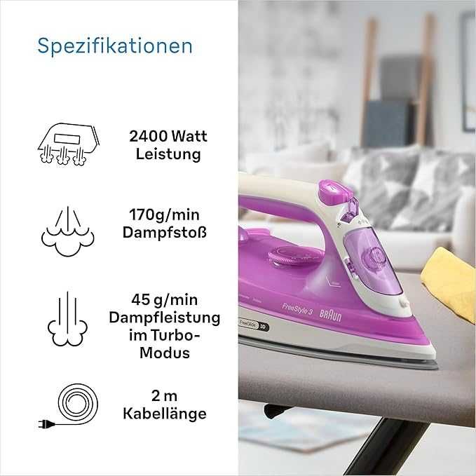 Braun FreeStyle 3 FI3124 PU, Парна ютия с технология FreeGlide 3D