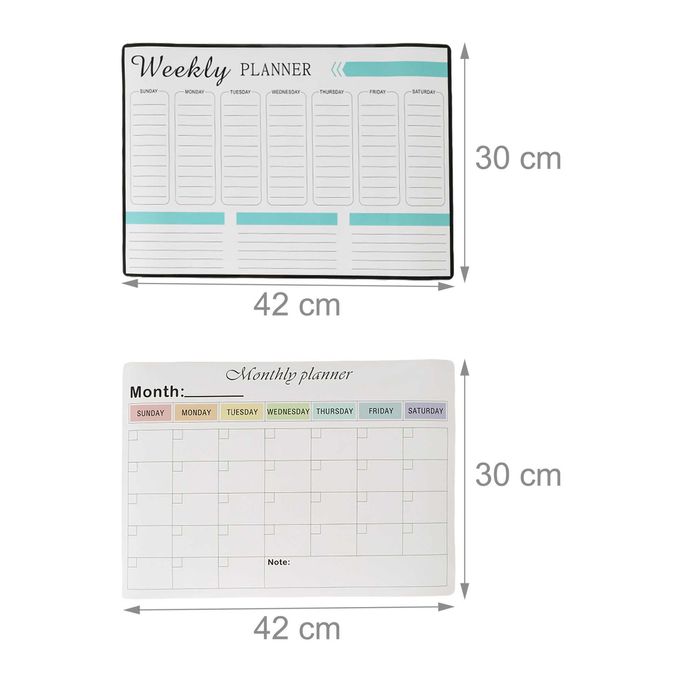 Set 2 table magnetice cu planificator saptamanal si lunar 30 x 42 cm