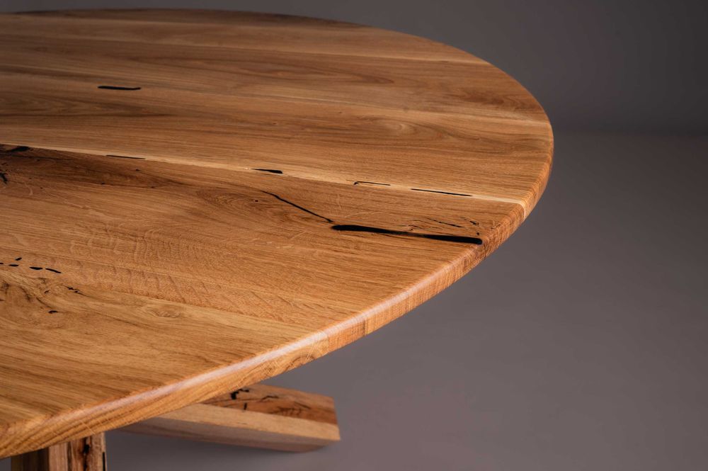 Кръгла маса от масив,  дъб , ръчна изработка