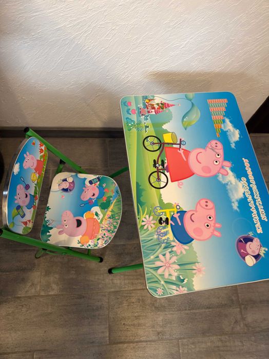 ПРОМО! Детска масичка със столче ПЕПА ПИГ Маса със стол Pepa Pig