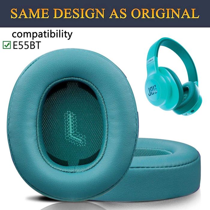 Set 2 bureti pentru casti JBL E55BT, Spuma cu memorie, Piele ecologica