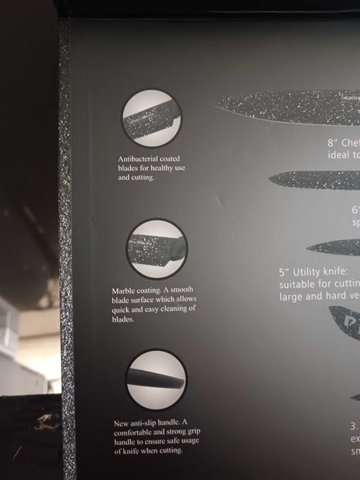 Комплект кухненски ножове Royalty Line – 5 части с мраморно покритие