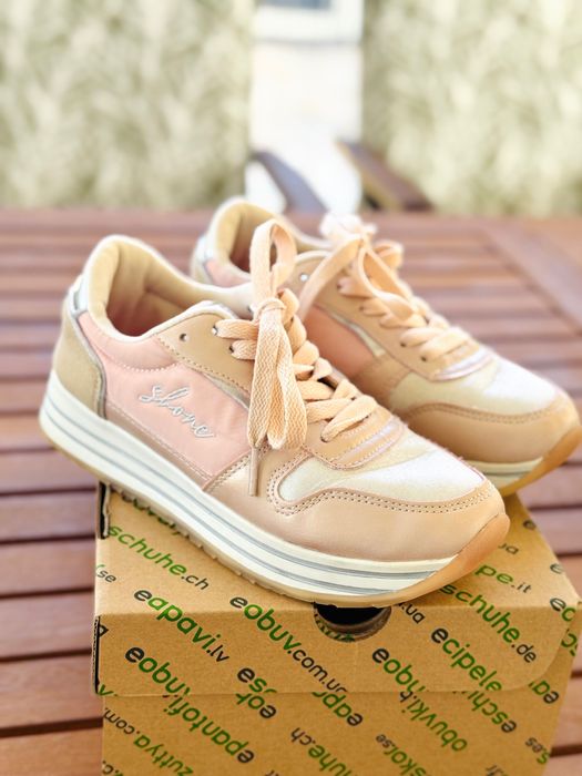 Детски маратонки розови и екрю 34