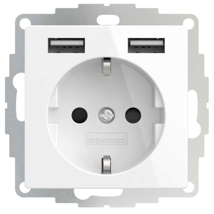 inCharge PRO - Priza 12W/2.4A - mufă USB albă lucioasă cu 2 porturi USB-A