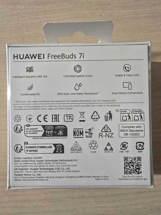 Безжични слушалки HUAWEI FreeBuds 7i черни чисто нови запечатани
