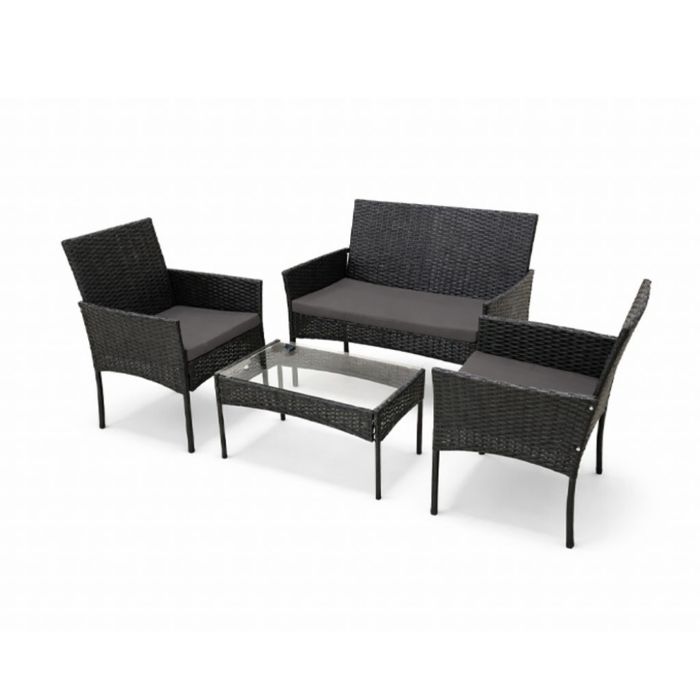 Елегантен ратанов комплект за градина с маса и възглавници