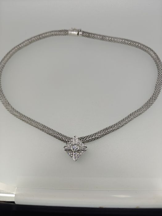 Colier aur alb 18k 36.12gr cu diamante naturale (r)