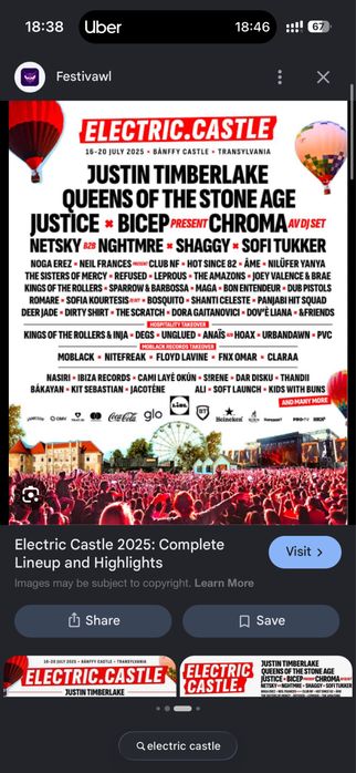 700 de lei Bilet Electric Castle General Access + Camping