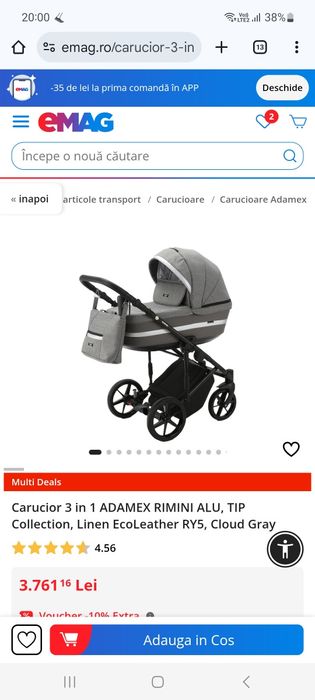 Vând cărucior Adamex 3 în 1