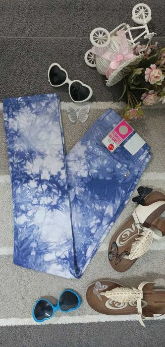 Джинсы голубые и розовые  тай-дай подростковые. Голландия. Рост 164