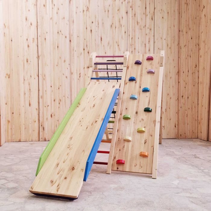 Ansamblu de catarare dublu cu tobogan de 170 cm
