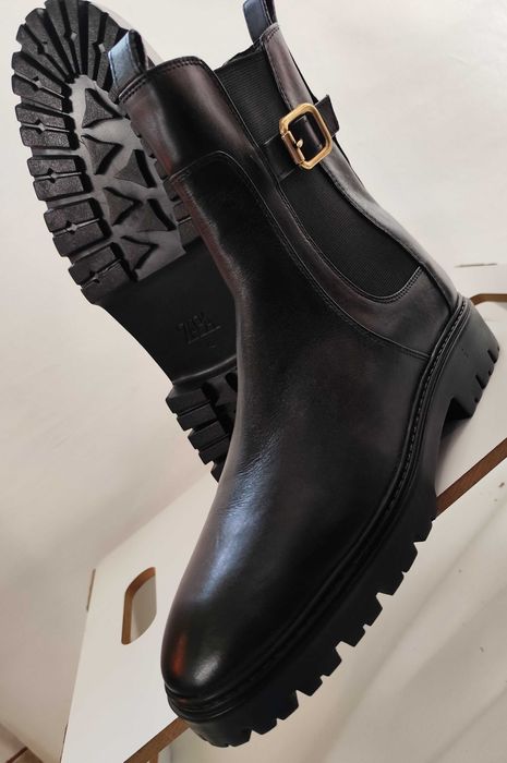 Ghete chelsea 42 41.5 plain toe ZARA NOI piele naturala moale negru