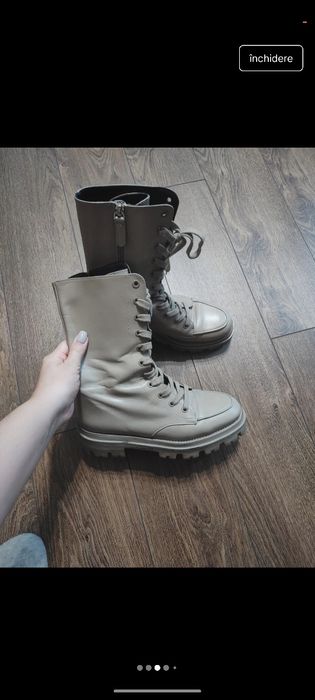 Bocanci cu șireturi Uterque din piele naturala