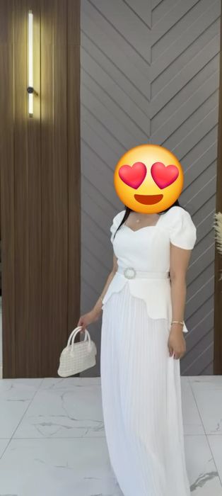 Платье б/у белое длинное