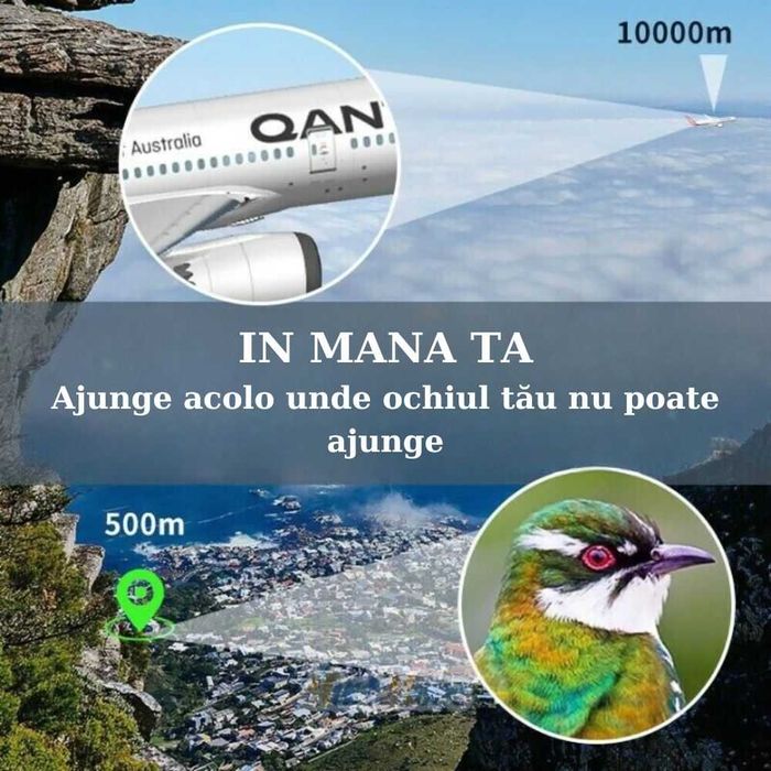 Binoclu 10x25 pentru adulti si copii, Zoom optic 10x, Negru