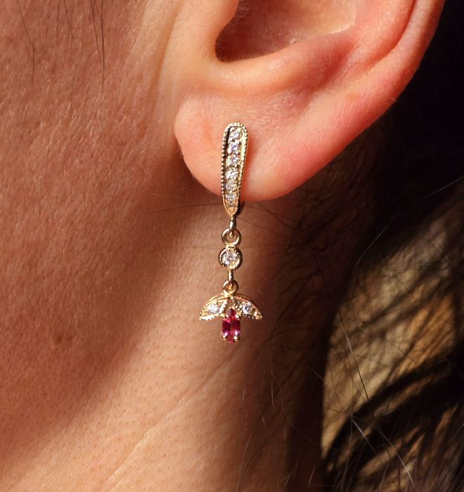 Set din aur diamante și turmaline roz naturale, handmade